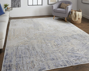 HomeRoots 4' Transform Your Space with a Modern Abstract Ivory Gray Tan Distressed Area Rug for Comfort & Style 8' X 10' 514151