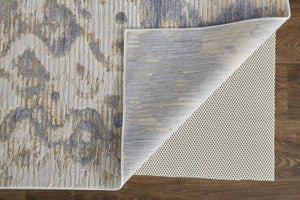 HomeRoots 4' Ivory Tan and Blue Abstract Distressed Area Rug - Timeless Style for Living Rooms and Bedrooms 4' X 6' 514158