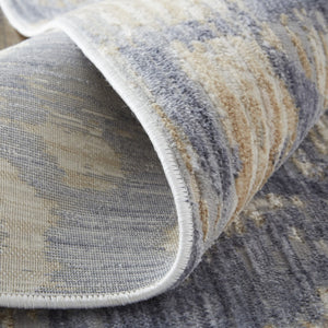 HomeRoots 4' Ivory Tan and Blue Abstract Distressed Area Rug - Timeless Style for Living Rooms and Bedrooms 4' X 6' 514158