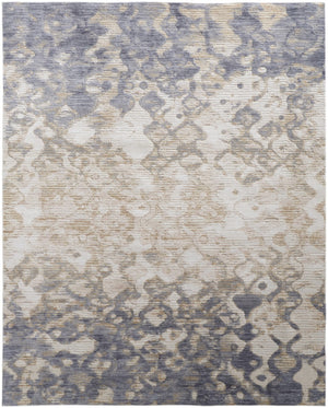 HomeRoots 4' Ivory Tan and Blue Abstract Distressed Area Rug - Timeless Style for Living Rooms and Bedrooms 5' X 8' 514159