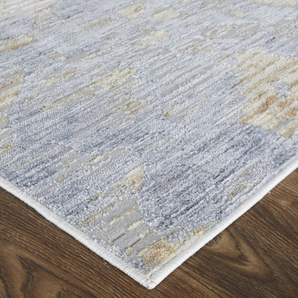 HomeRoots 4' Ivory Tan and Blue Abstract Distressed Area Rug - Timeless Style for Living Rooms and Bedrooms 12' X 15' 514165