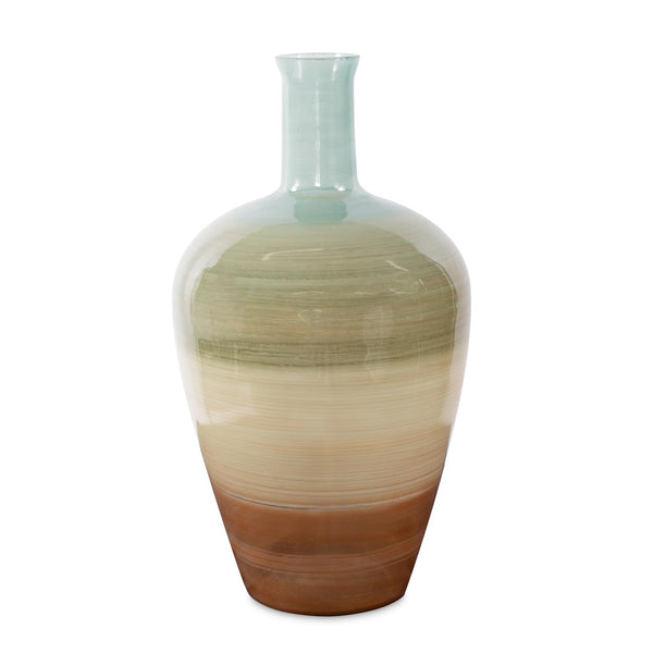 Howard Elliott Capri Stripe Glass Bottle Vase - Stunning Ombre Artistry For Vibrant Home Decor And Accents Multi Glass 51417-howard-elliott