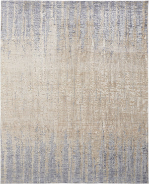 HomeRoots 4' Tan and Blue Abstract Distressed Area Rug – Modern, Durable Design for Stylish Home Décor 4' X 6' 514185