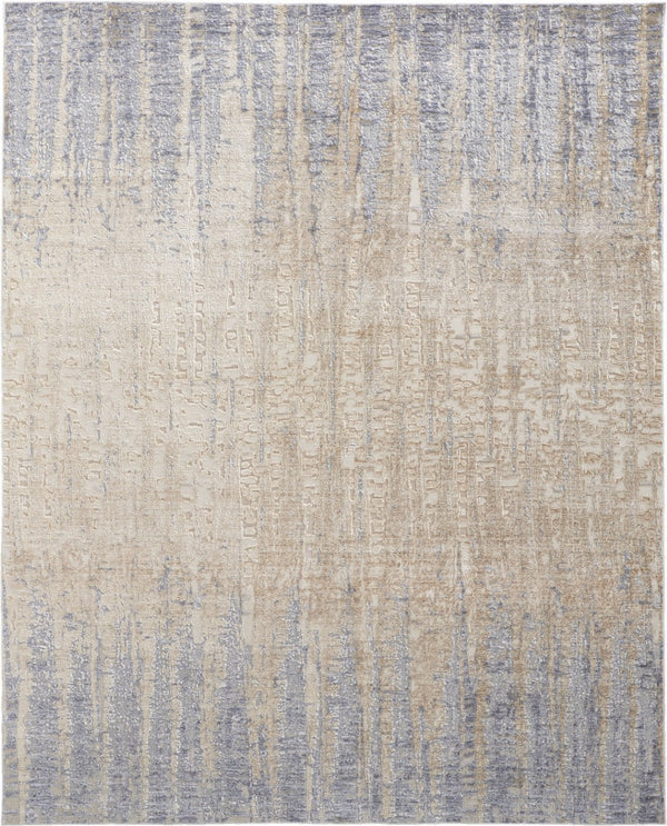 HomeRoots 4' Tan and Blue Abstract Distressed Area Rug – Modern, Durable Design for Stylish Home Décor 4' X 6' 514185