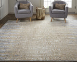 Homeroots 5' X 8' Tan Brown And Blue Abstract Power Loom Distressed Area Rug  Polyester 514186