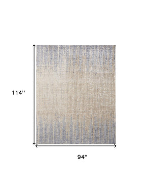 HomeRoots 4' Tan and Blue Abstract Distressed Area Rug – Modern, Durable Design for Stylish Home Décor 8' X 10' 514187