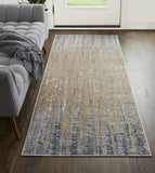 Homeroots 10' Tan And Brown Abstract Power Loom Distressed Non Skid Runner Rug  Polyester 514189