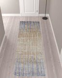 Homeroots 10' Tan And Brown Abstract Power Loom Distressed Non Skid Runner Rug  Polyester 514189