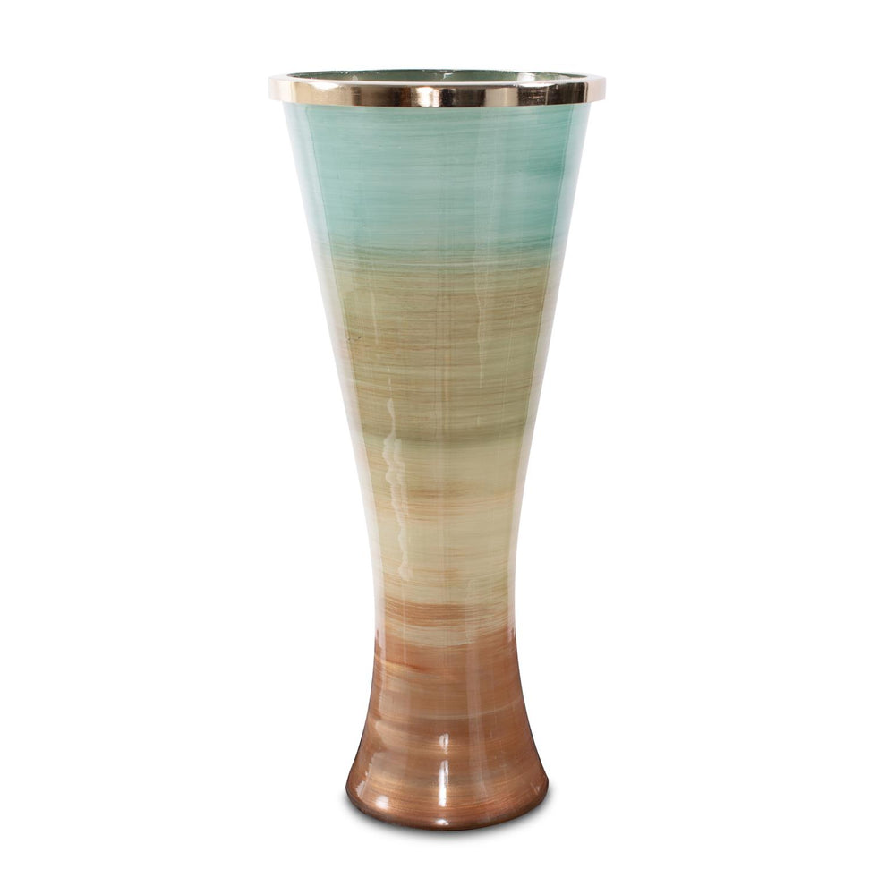 Howard Elliott Capri Ombre Flared Glass Vase - Large, Vibrant Paint Brush Stroke Design To Elevate Your Decor Multi Glass 51419-howard-elliott