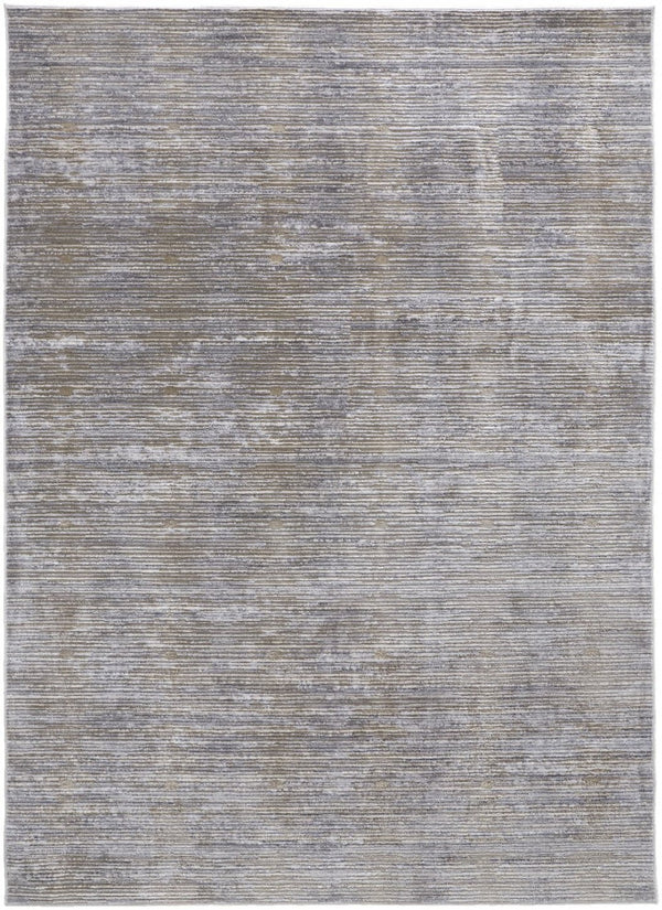 HomeRoots 4' Modern Abstract Area Rug in Taupe, Silver, and Tan - Durable Power Loomed Design for Any Space 5' X 8' 514195