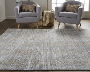 HomeRoots 4' Modern Abstract Area Rug in Taupe, Silver, and Tan - Durable Power Loomed Design for Any Space 5' X 8' 514195