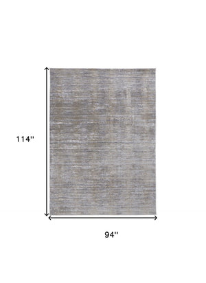 HomeRoots 4' Modern Abstract Area Rug in Taupe, Silver, and Tan - Durable Power Loomed Design for Any Space 8' X 10' 514196