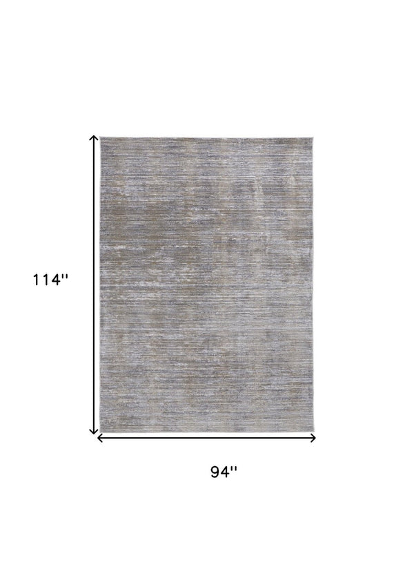 HomeRoots 4' Modern Abstract Area Rug in Taupe, Silver, and Tan - Durable Power Loomed Design for Any Space 8' X 10' 514196