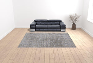 HomeRoots 4' Modern Abstract Area Rug in Taupe, Silver, and Tan - Durable Power Loomed Design for Any Space 10' X 13' 514197