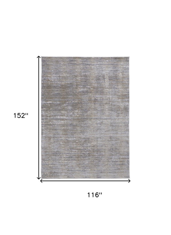 HomeRoots 4' Modern Abstract Area Rug in Taupe, Silver, and Tan - Durable Power Loomed Design for Any Space 10' X 13' 514197