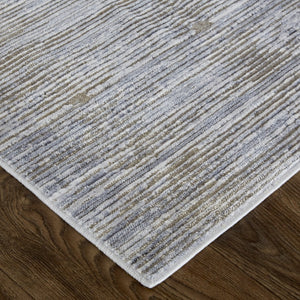 HomeRoots 4' Modern Abstract Area Rug in Taupe, Silver, and Tan - Durable Power Loomed Design for Any Space 10' X 13' 514197