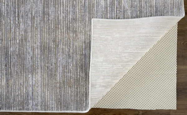 HomeRoots 4' Modern Abstract Area Rug in Taupe, Silver, and Tan - Durable Power Loomed Design for Any Space 10' X 13' 514197