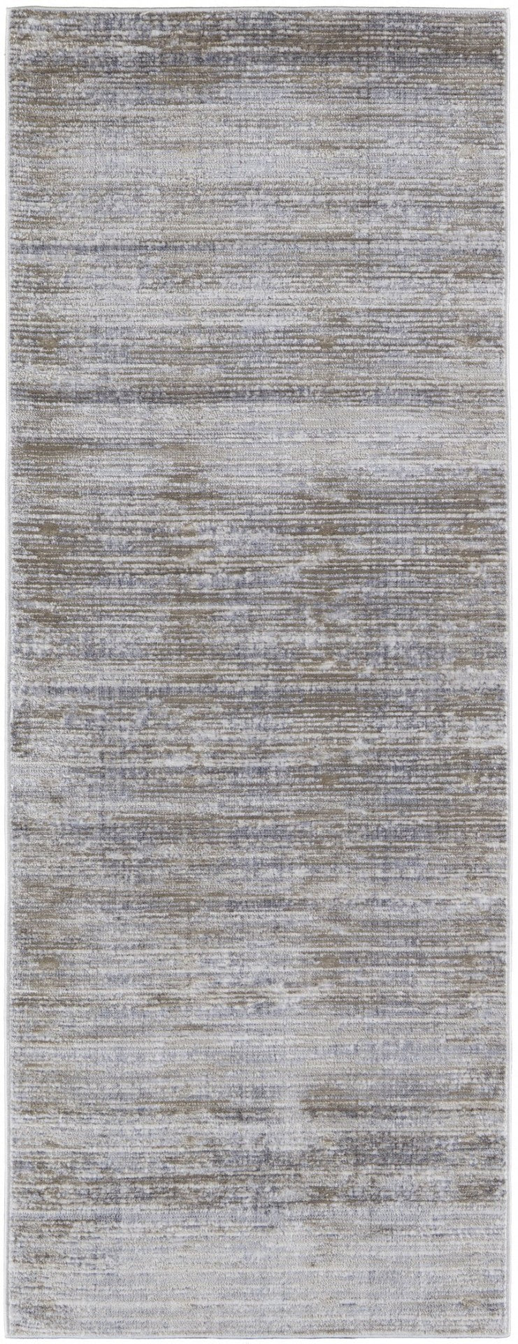 HomeRoots 4' Modern Abstract Area Rug in Taupe, Silver, and Tan - Durable Power Loomed Design for Any Space 8' Runner 514199