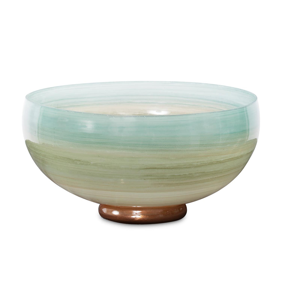 Howard Elliott Capri Ombre Stripe Glass Bowl - Vibrant Multi-size Decor With Artistic Brush Stroke Design Multi Glass 51420-howard-elliott