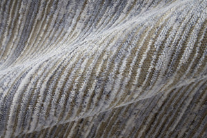 HomeRoots 4' Modern Abstract Area Rug in Taupe, Silver, and Tan - Durable Power Loomed Design for Any Space 12' Runner 514200