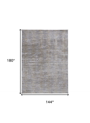 HomeRoots 4' Modern Abstract Area Rug in Taupe, Silver, and Tan - Durable Power Loomed Design for Any Space 12' X 15' 514201