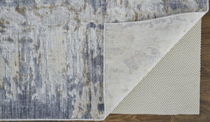 HomeRoots 4' Abstract Distressed Area Rug in Ivory, Gray, and Blue - Modern Design for Stylish Living Spaces 4' X 6' 514203