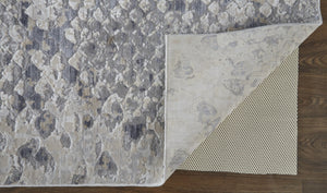 HomeRoots 4' Gray Silver and Blue Geometric Distressed Area Rug - Modern Elegance for Any Room Décor 4' X 6' 514204