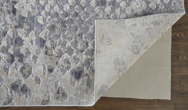 HomeRoots 4' Gray Silver and Blue Geometric Distressed Area Rug - Modern Elegance for Any Room Décor 4' X 6' 514204