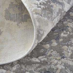 HomeRoots 4' Gray Silver and Blue Geometric Distressed Area Rug - Modern Elegance for Any Room Décor 4' X 6' 514204