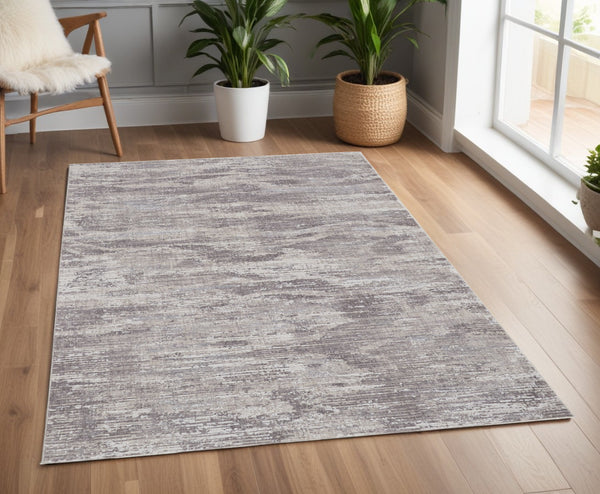 Homeroots 4' X 6' Tan And Gray Abstract Power Loom Distressed Area Rug Tan,Taupe,Gray Polyester 514205