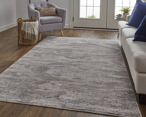 Homeroots 4' X 6' Tan And Gray Abstract Power Loom Distressed Area Rug Tan,Taupe,Gray Polyester 514205