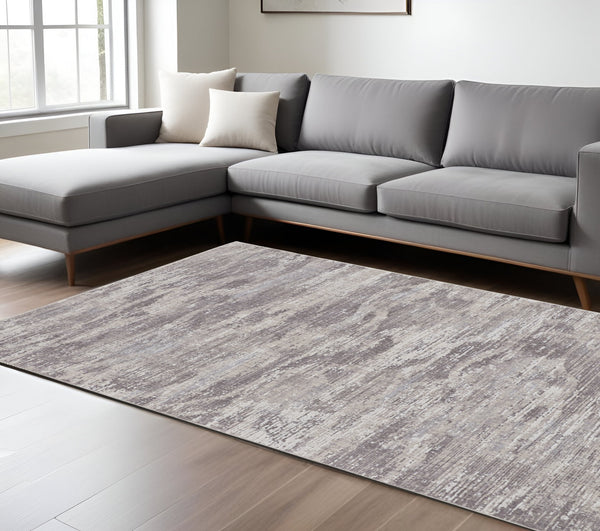 Homeroots 7' X 9' Tan And Gray Abstract Power Loom Distressed Area Rug Tan,Taupe,Gray Polyester 514208