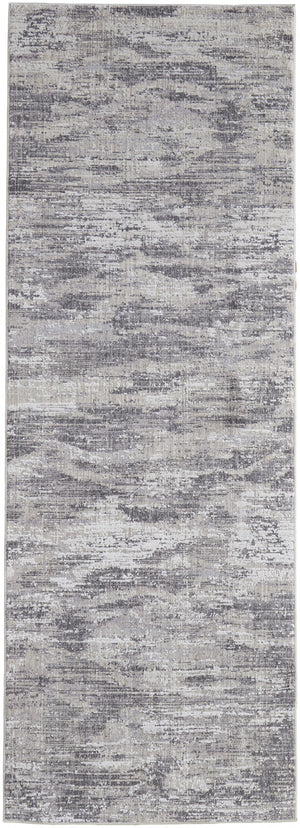 Homeroots 8' Tan Taupe And Gray Abstract Power Loom Distressed Stain Resistant Runner Rug Tan,Taupe,Gray Polyester 514211