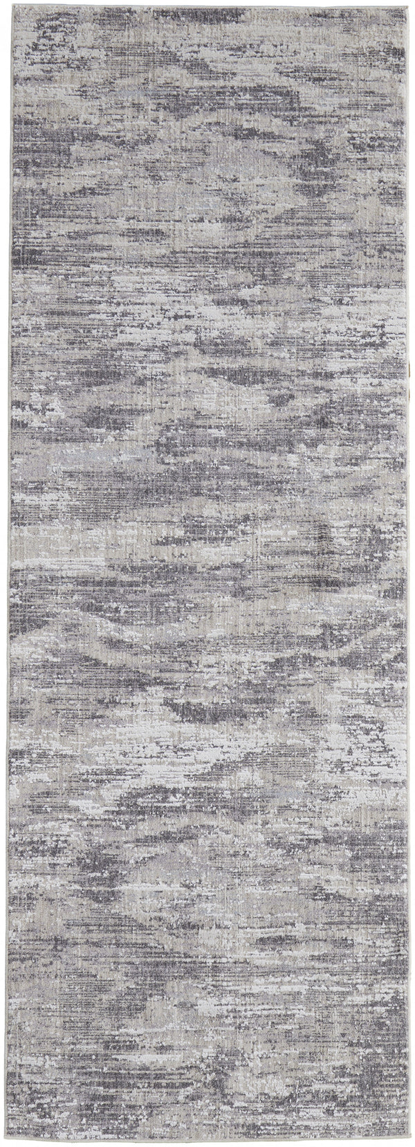 Homeroots 8' Tan Taupe And Gray Abstract Power Loom Distressed Stain Resistant Runner Rug Tan,Taupe,Gray Polyester 514211