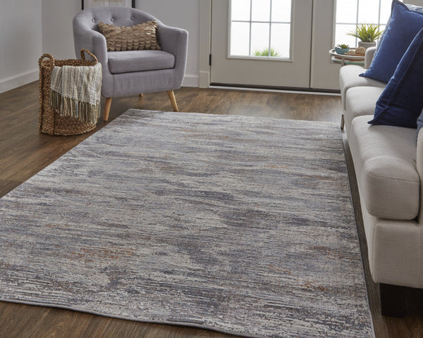 Homeroots 5' X 8' Taupe Tan And Orange Abstract Power Loom Distressed Area Rug Taupe,Tan,Orange Polyester 514215