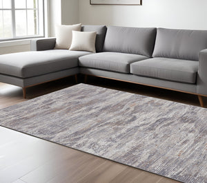 Homeroots 8' X 10' Taupe Tan And Orange Abstract Power Loom Distressed Area Rug Taupe,Tan,Orange Polyester 514216