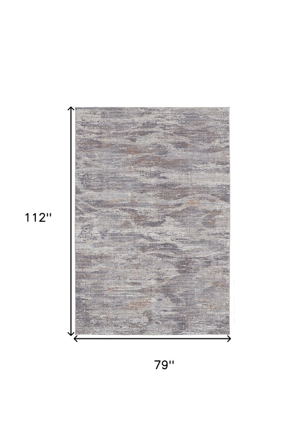 Homeroots 7' X 9' Taupe Tan And Orange Abstract Power Loom Distressed Area Rug Taupe,Tan,Orange Polyester 514217