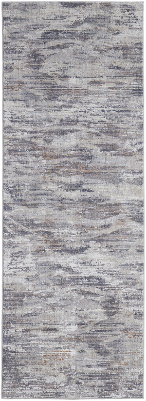 Homeroots 8' Taupe Tan And Orange Abstract Power Loom Distressed Stain Resistant Runner Rug Taupe,Tan,Orange Polyester 514220