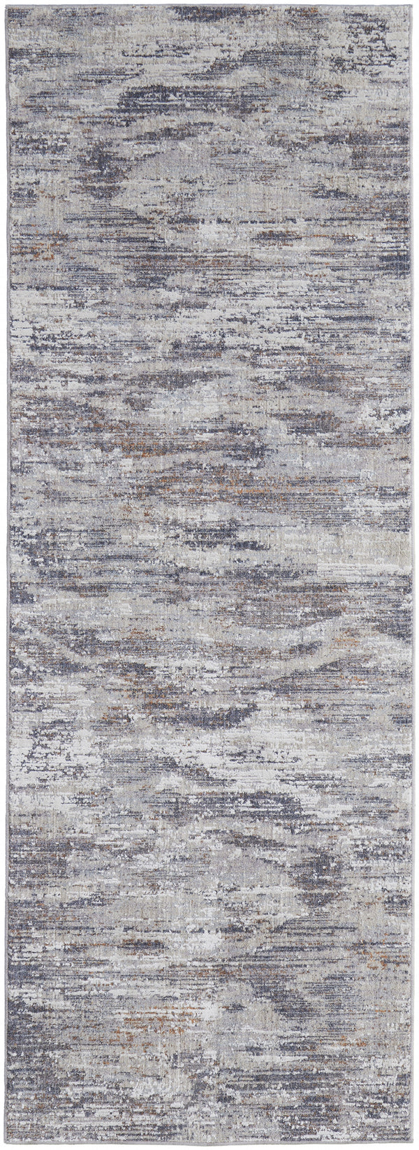 Homeroots 8' Taupe Tan And Orange Abstract Power Loom Distressed Stain Resistant Runner Rug Taupe,Tan,Orange Polyester 514220