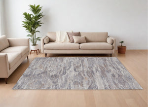 Homeroots 12' X 15' Taupe Tan And Orange Abstract Power Loom Distressed Area Rug Taupe,Tan,Orange Polyester 514221