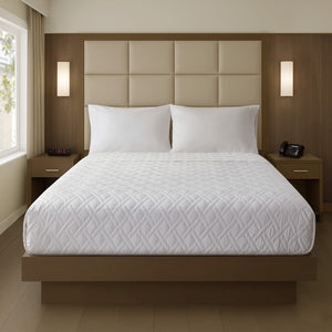 English Elm 1-piece King Coverlet White Woven Pattern Antimicrobial Tailored Hotel Bedding B035P437503