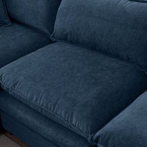 English Elm 105" L-shaped Chenille Sectional with Ottoman Pocket Spring Living Room Sofa Blue W1097S00231