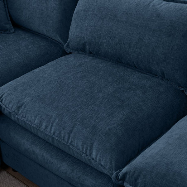 English Elm 105" L-shaped Chenille Sectional with Ottoman Pocket Spring Living Room Sofa Blue W1097S00231