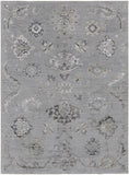 Homeroots 7' X 10' Black And Silver Floral Power Loom Distressed Non Skid Area Rug  Polyester 514283