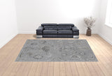 Homeroots 12' X 15' Silver And Black Floral Power Loom Distressed Area Rug  Polyester 514288