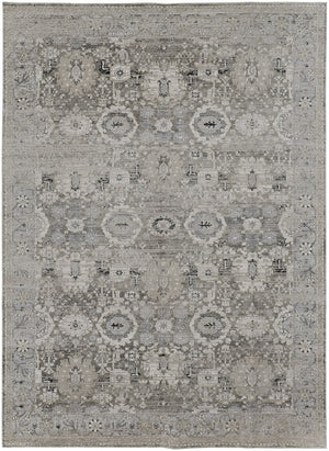 HomeRoots 12' Abstract Distressed Area Rug in Gray, Silver, and Black - Modern Design for Stylish Living Spaces 12' X 15' 514306