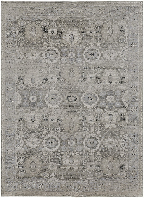 HomeRoots 12' Abstract Distressed Area Rug in Gray, Silver, and Black - Modern Design for Stylish Living Spaces 12' X 15' 514306