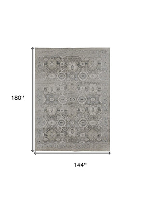 HomeRoots 12' Abstract Distressed Area Rug in Gray, Silver, and Black - Modern Design for Stylish Living Spaces 12' X 15' 514306