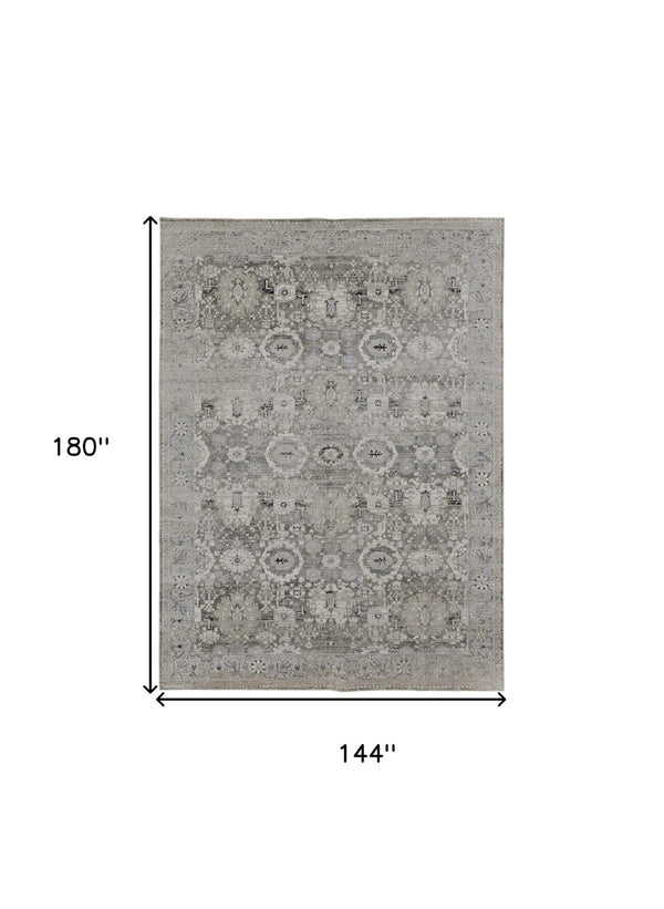 HomeRoots 12' Abstract Distressed Area Rug in Gray, Silver, and Black - Modern Design for Stylish Living Spaces 12' X 15' 514306