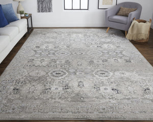 HomeRoots 12' Abstract Distressed Area Rug in Gray, Silver, and Black - Modern Design for Stylish Living Spaces 12' X 15' 514306